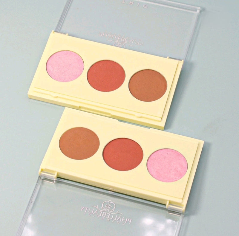 Tríade de Beleza - Paleta de Contorno, Iluminador e Blush Phálle