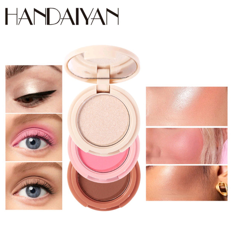 Iluminador, Blush e Contorno HANDAIYAN - 3 em 1 Versatilidade e Destaque