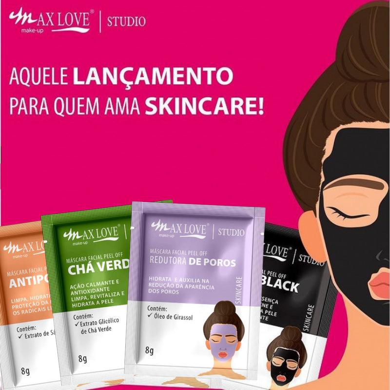 Kit de Máscaras Sachê 8g Max Love: 10 Experiências de Limpeza Facial